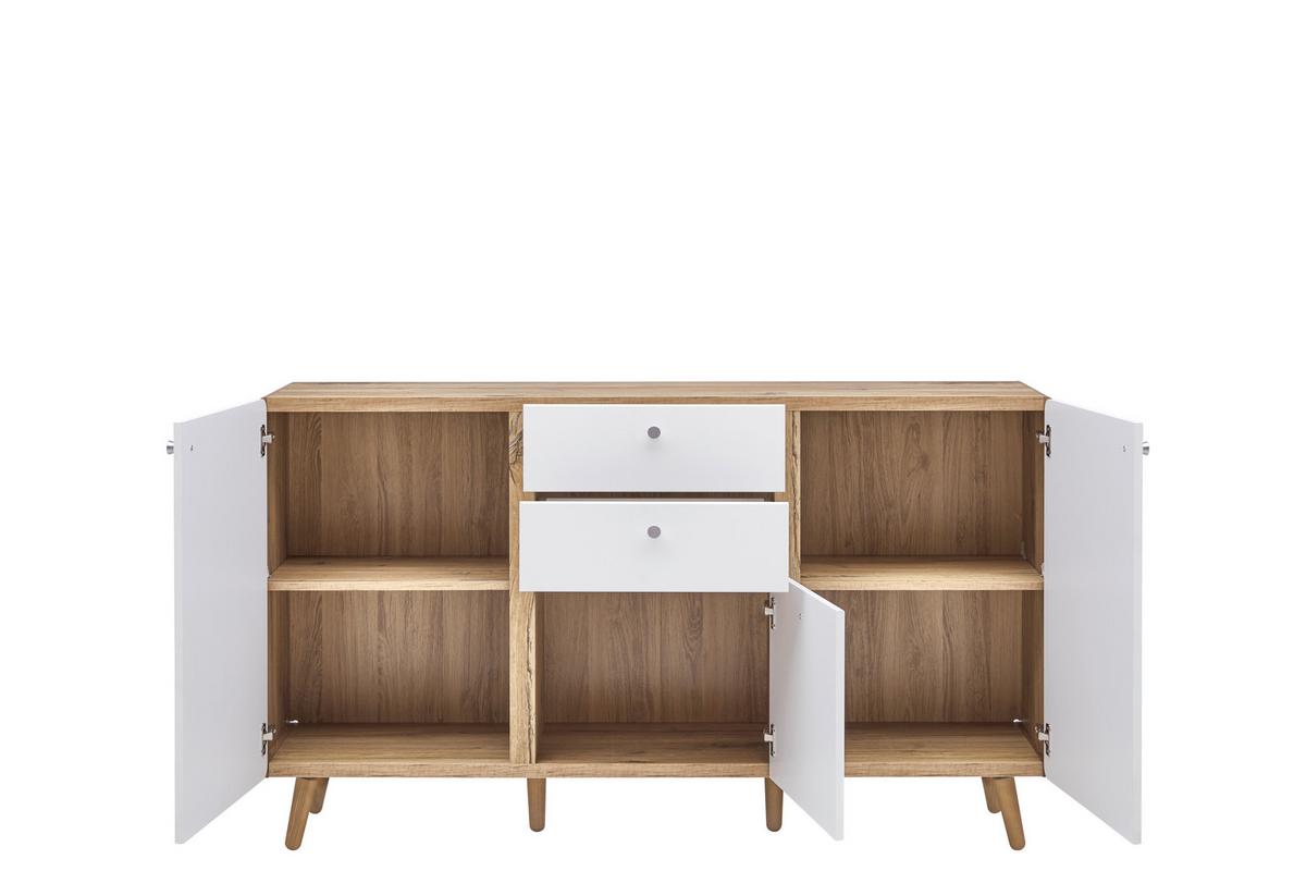 sideboard Eichefarben - couleur de chêne/blanc, Modern, matériau de bois (158/91/40cm) - Premium Living