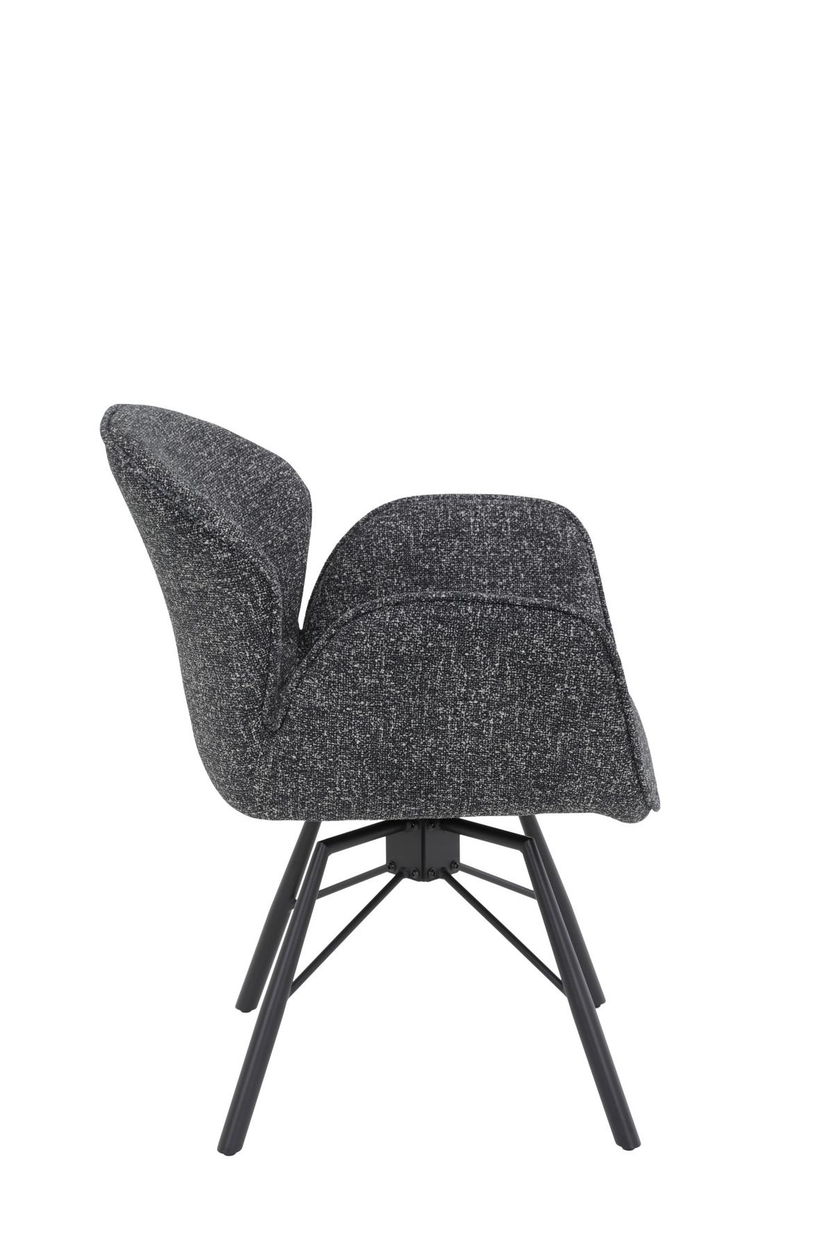 Armlehnstuhl-Set Bristol 2er-Set Anthrazit Bouclé - Anthrazit/Schwarz, MODERN, Textil/Metall (62/83/66cm) - MID.YOU