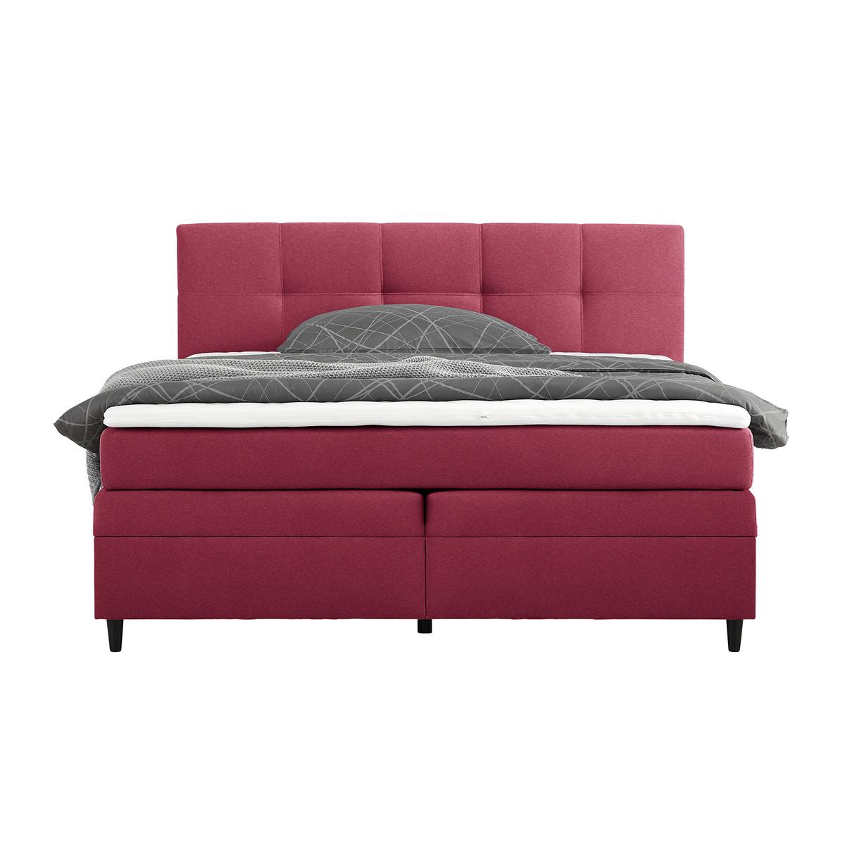 Boxspringbett Miami in Weinrot ca. 180x200cm - Weinrot/Schwarz, KONVENTIONELL, Holz/Holzwerkstoff (180/200cm) - Mömax