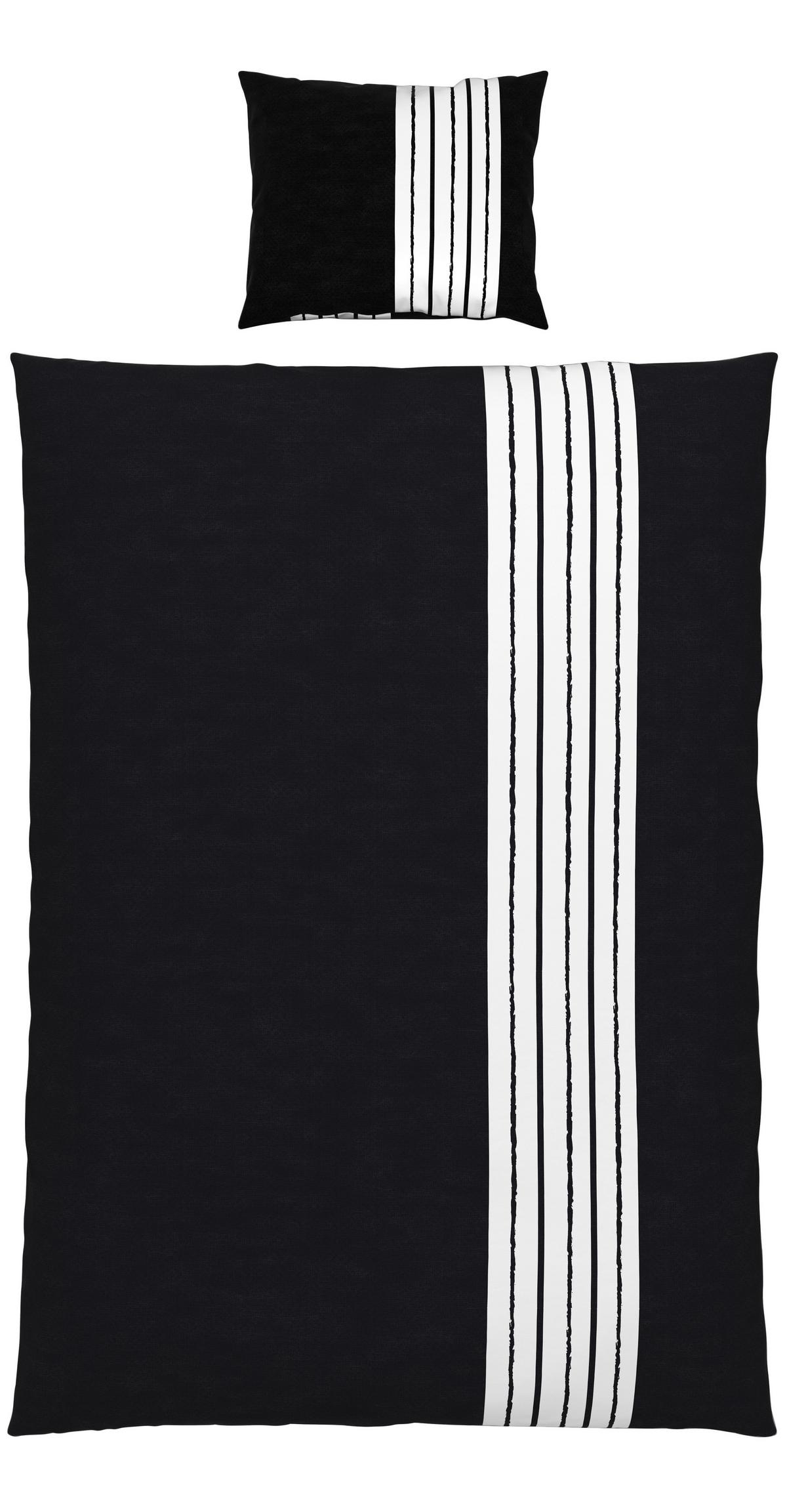 Bettwäsche Stripes in Schwarz/Weiss ca. 160x210cm - Schwarz, Modern, Textil (160/210cm) - Modern Living