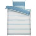 Bettwäsche Ibena Baumwollsatin - Türkis/Weiß, MODERN, Textil (135x200/80x80cm) - IBENA