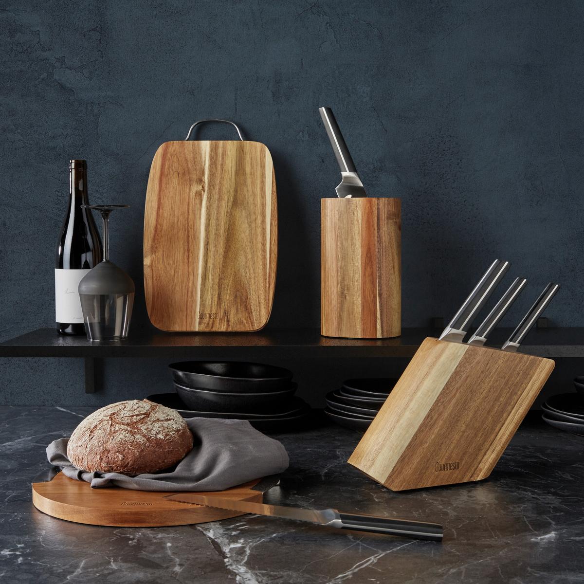 Messerblock Profi Line in Akazienfarben - Akaziefarben, KONVENTIONELL, Holz (28,9/8,2/18,7cm) - Gourmesto