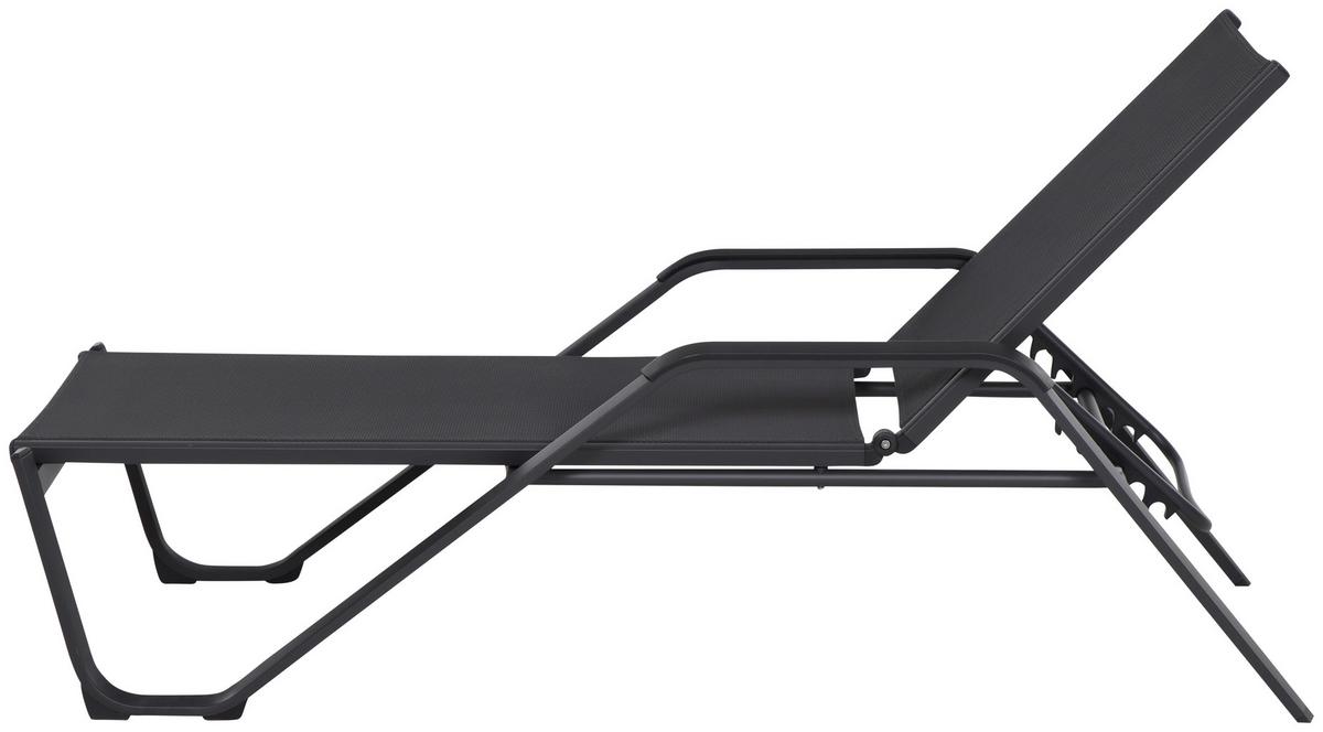 Gartenliege Tesoro Aluminium/ Netzgewebe verstellbar - Anthrazit/Schwarz, KONVENTIONELL, Textil/Metall (70/108/195cm) - Siena Garden