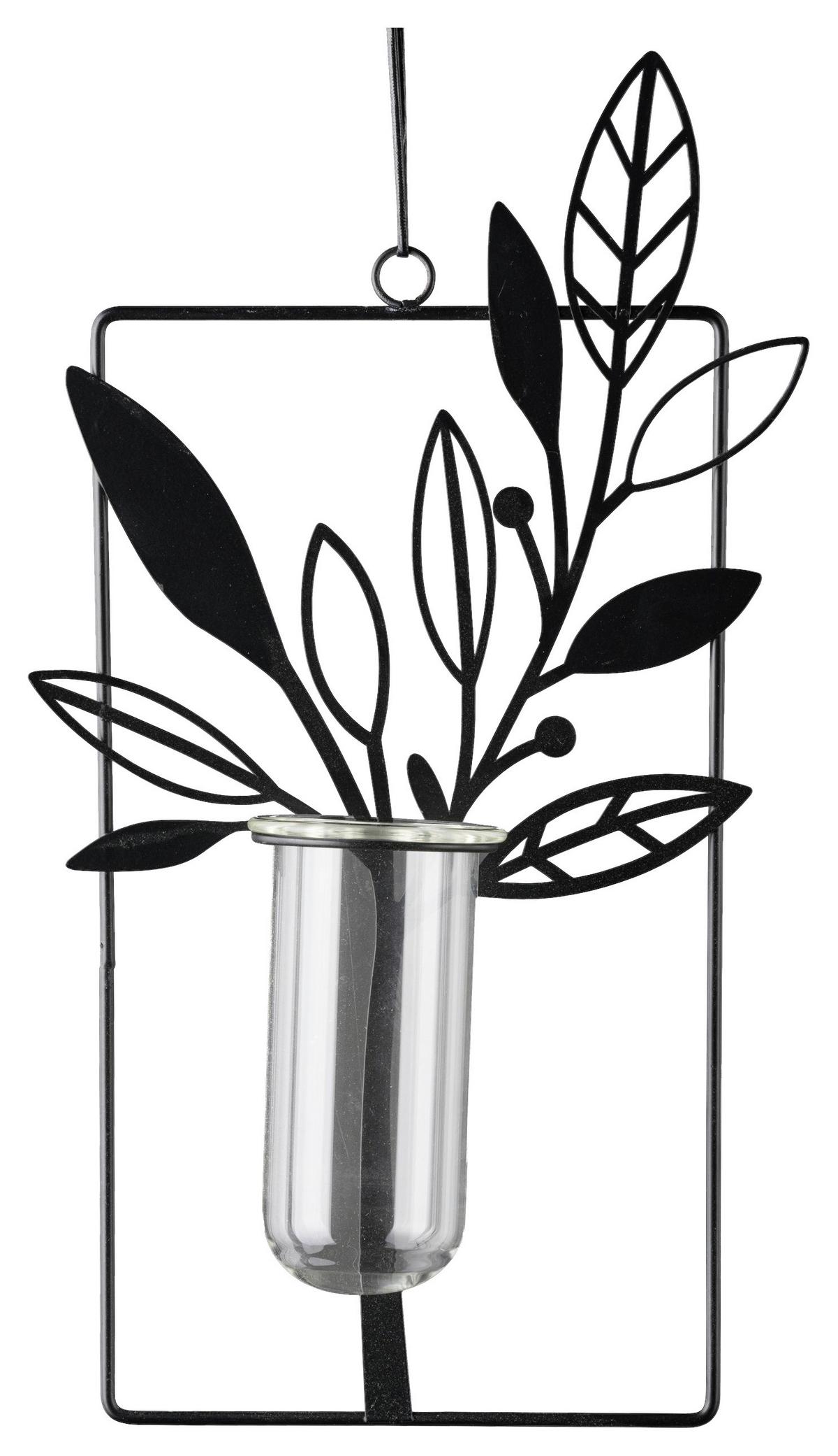 Dekohänger Henry I Schwarz - Schwarz, KONVENTIONELL, Glas/Metall (18/41/6cm) - Modern Living