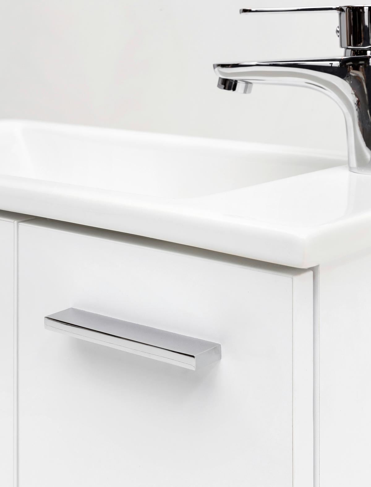 Waschtischkombi Matteo Weiß - Weiß Hochglanz/Silberfarben, MODERN, Keramik/Holzwerkstoff (50cm) - MID.YOU