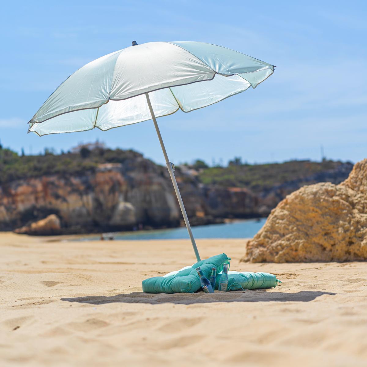 Sonnenschirm Lecci Grün mit Knickgelenk - Grau/Grün, Kunststoff/Textil (180/190cm) - Mömax