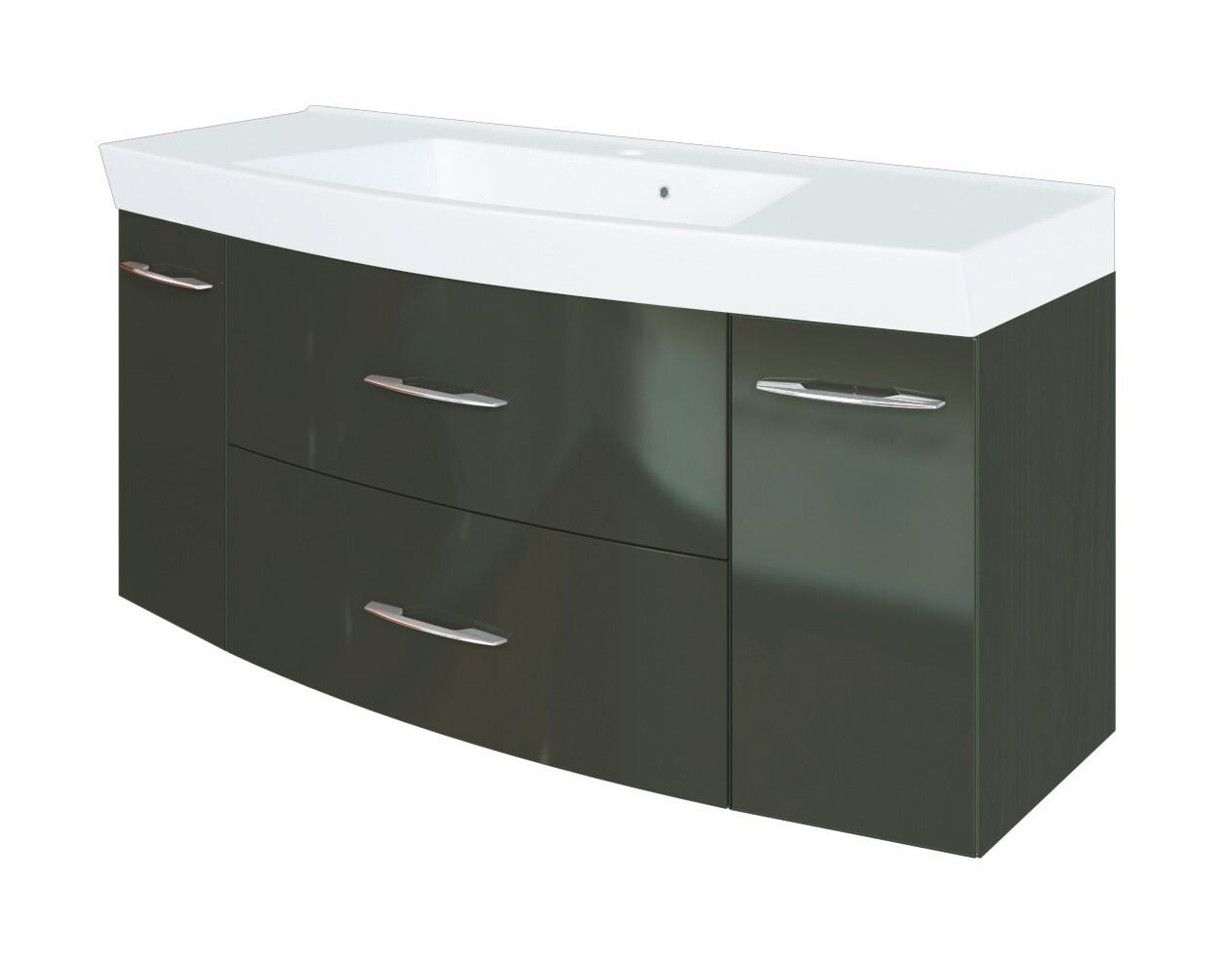Waschtischkombi Florida in Graphitfarben - Chromfarben/Graphitfarben, MODERN, Holzwerkstoff/Stein (120/59/50cm)