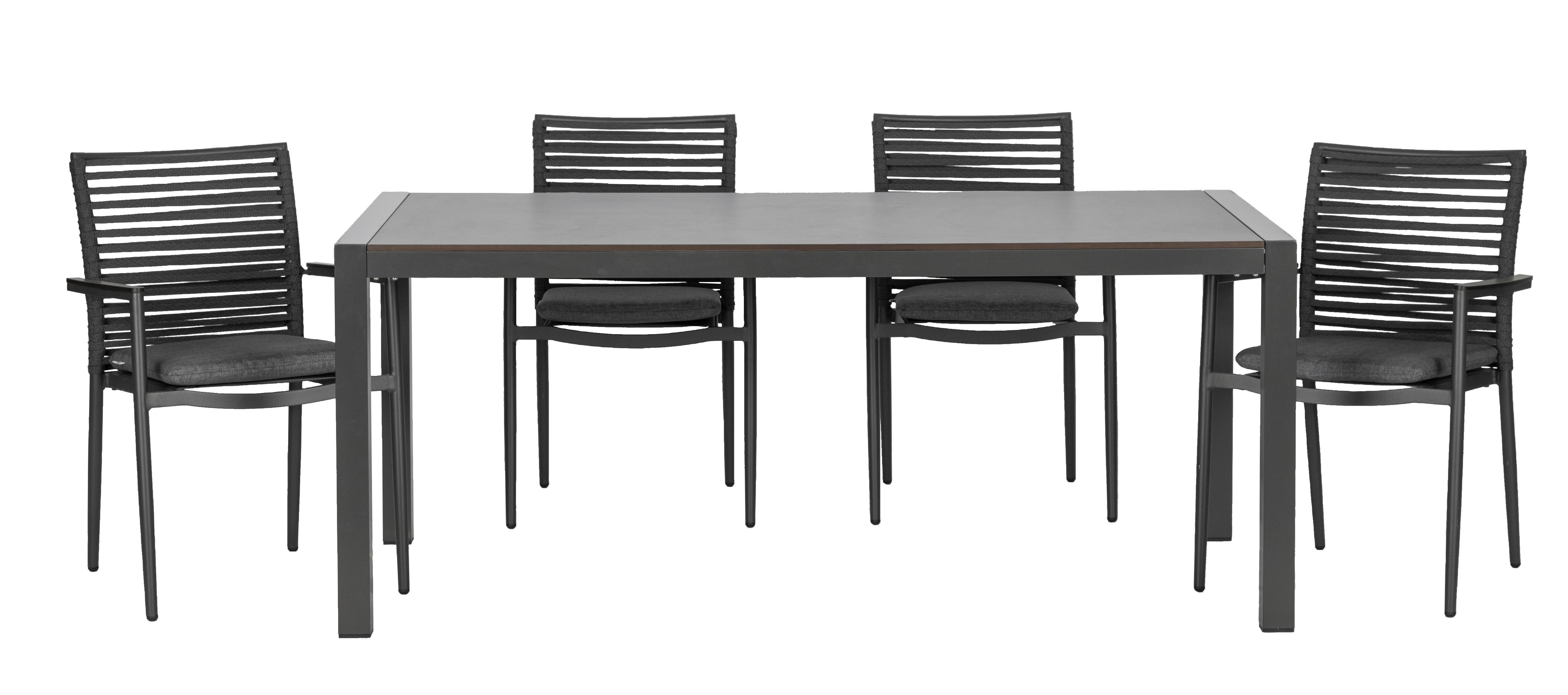 Gartenset 5-tlg. Textil/Metall /Holzwerkstoff/Kunststoff - Dunkelgrau/Anthrazit, Basics, Holzwerkstoff/Kunststoff (180/98/74cm) - Acamp