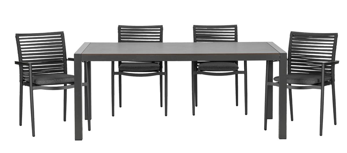 Vrtna Garnitura New Jersey, 5-Delni Set - temno siva/siva, Basics, kovina/umetna masa (180/98/74cm) - Acamp