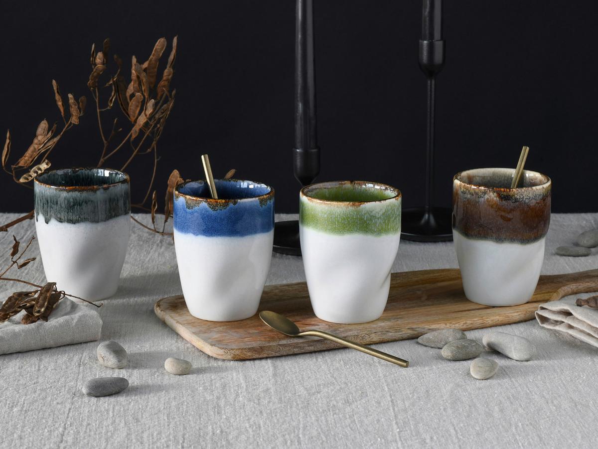 Set Skodelic Squeezy Cascade, 4-Delni - večbarvno, Basics, keramika (300ml) - Creatable