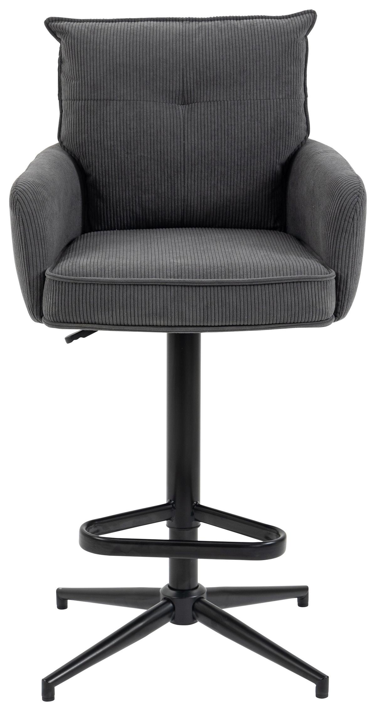 STOŁEK BAROWY POINT - antracytowy/czarny, Design, metal/tkanina (54/98-120/58cm) - Novel