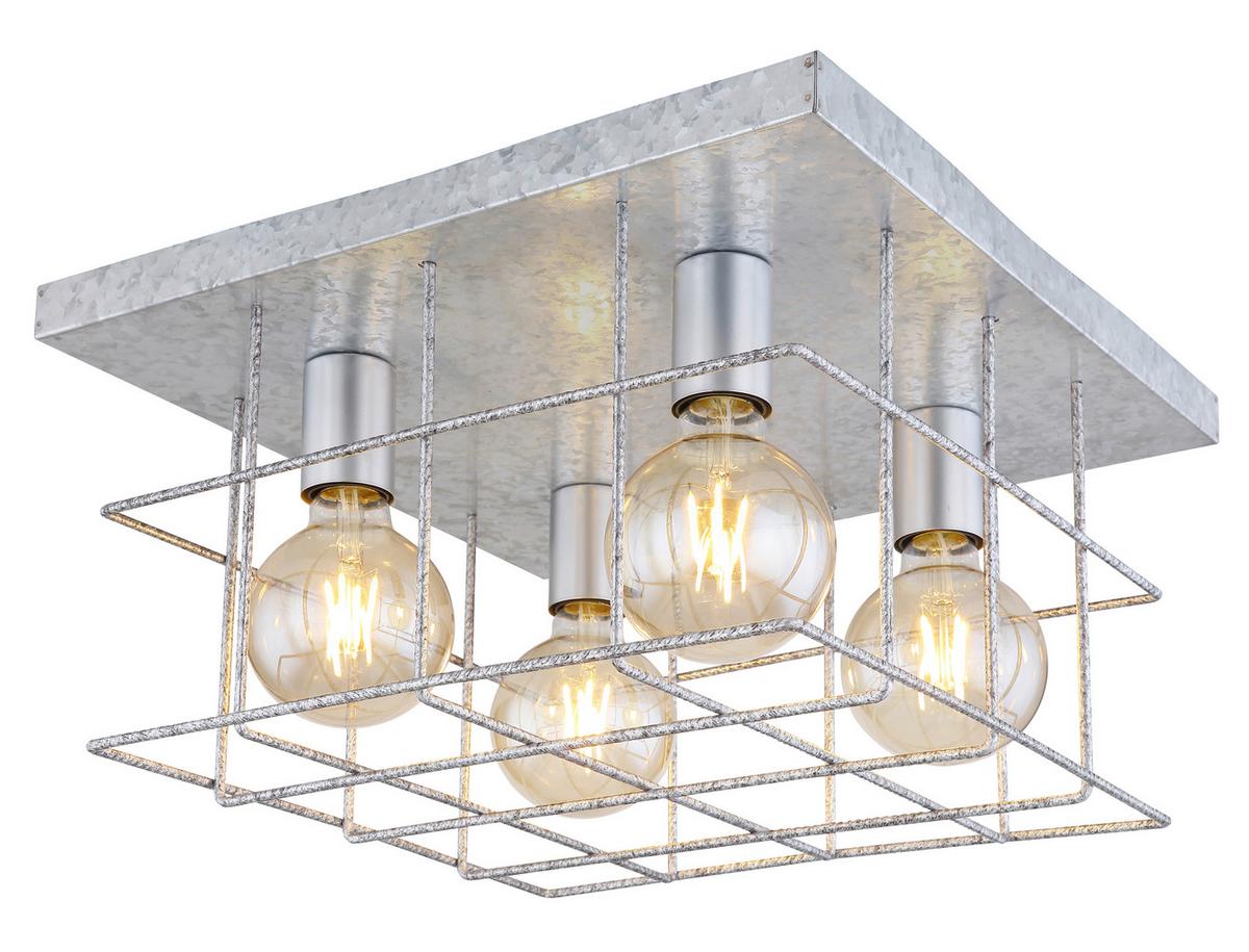 Deckenleuchte Merril Zinkfarben max. 60 Watt - Zinkfarben, Design, Metall (40/40/26cm) - Globo