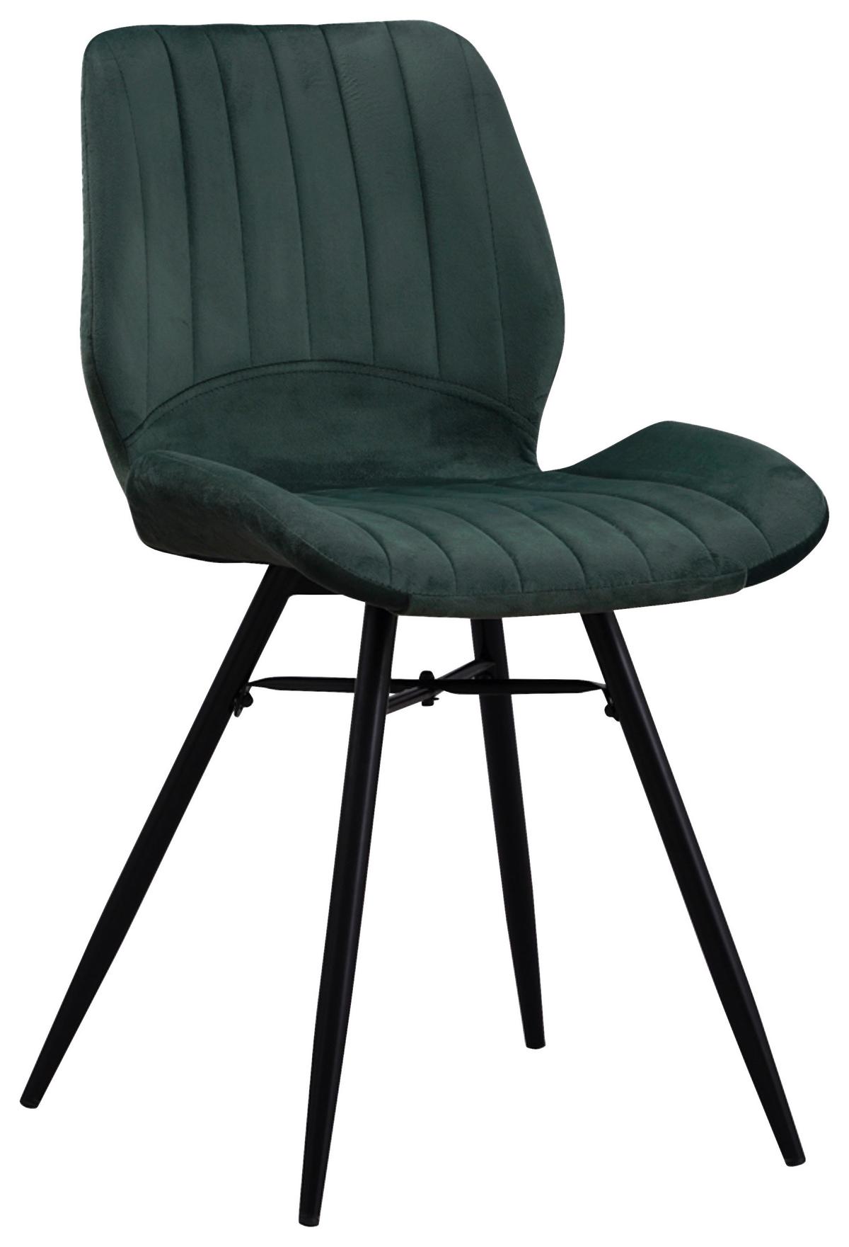 STUHL-SET BARRON - Schwarz/Grün, Design, Textil/Metall (47/82/55cm) - MID.YOU