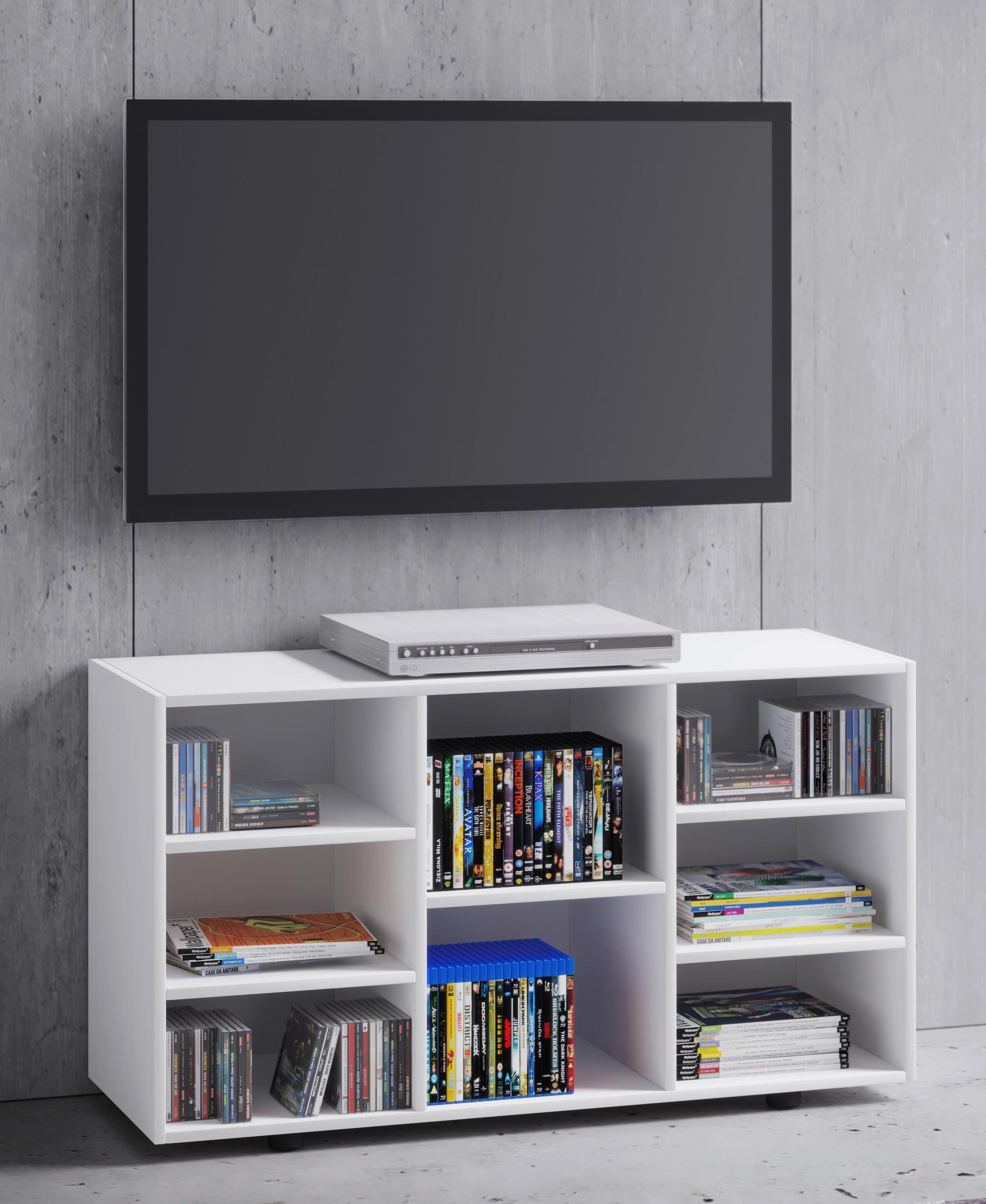 Tv Element Fetino, Bela - črna/bela, Moderno, umetna masa/leseni material (114/60/40cm) - MID.YOU