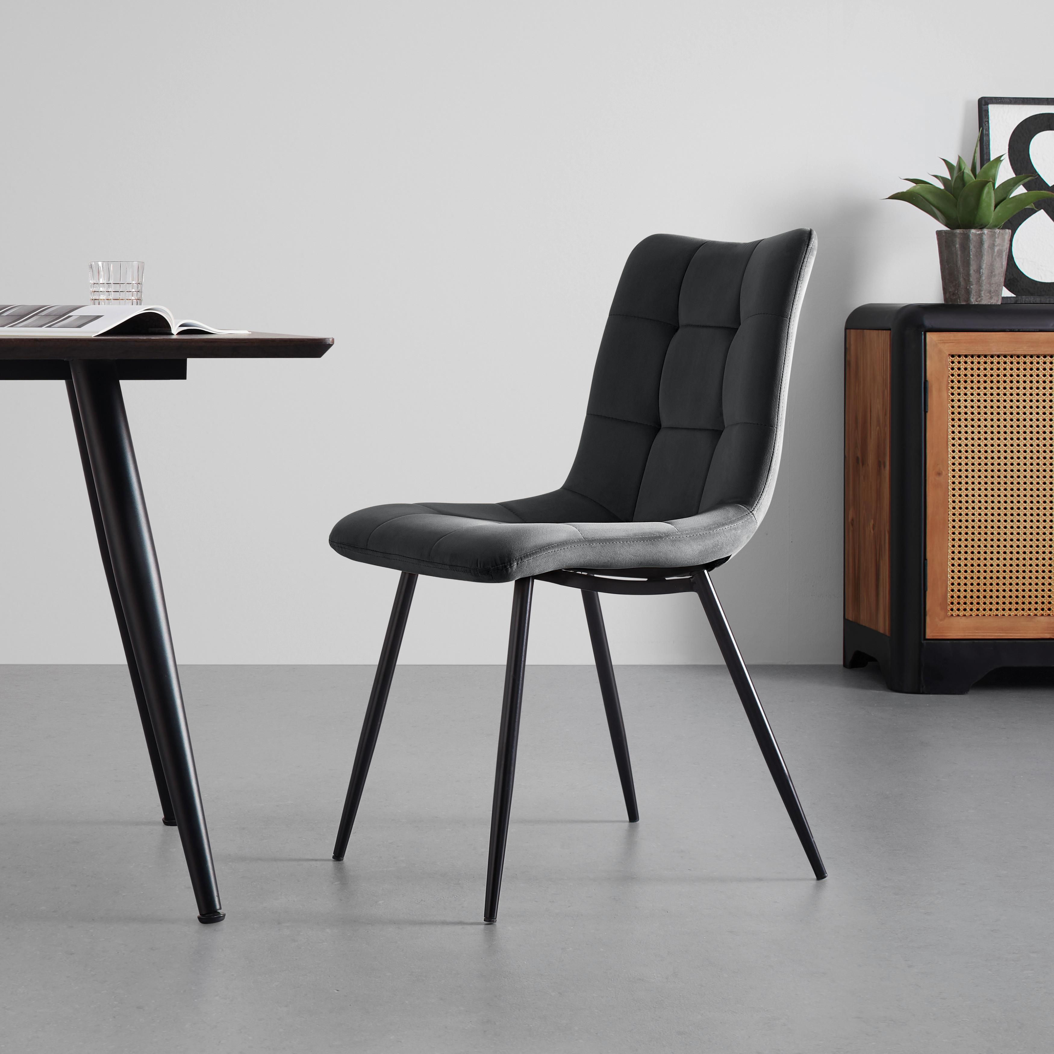 STUHL "Suri", grau - Schwarz/Grau, MODERN, Holz/Textil (46/87/59cm) - Bessagi Home