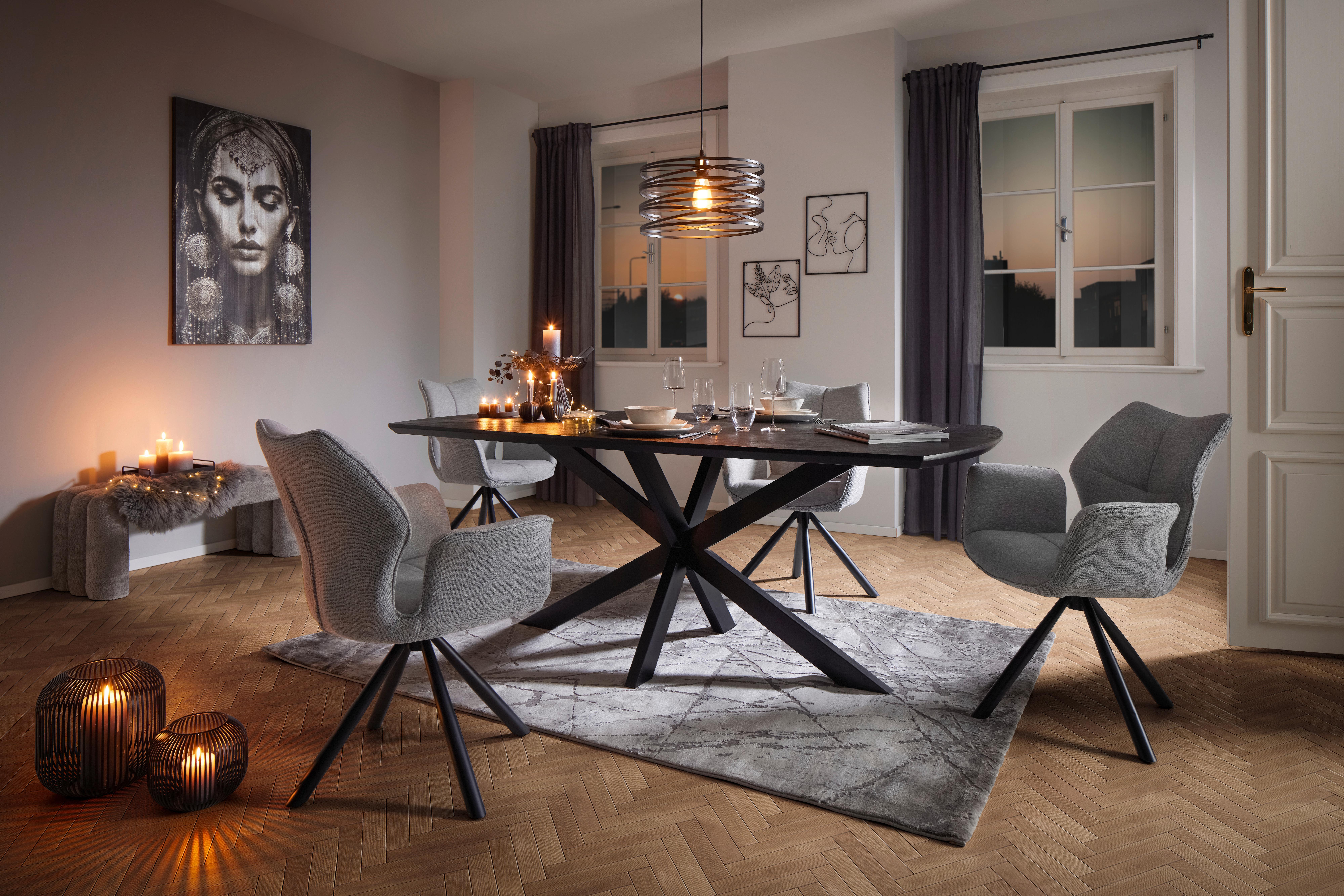 STOL MED ARMSTÖD ANTONIA - grå/svart, Modern, metall/textil (45/88/62cm) - Mömax