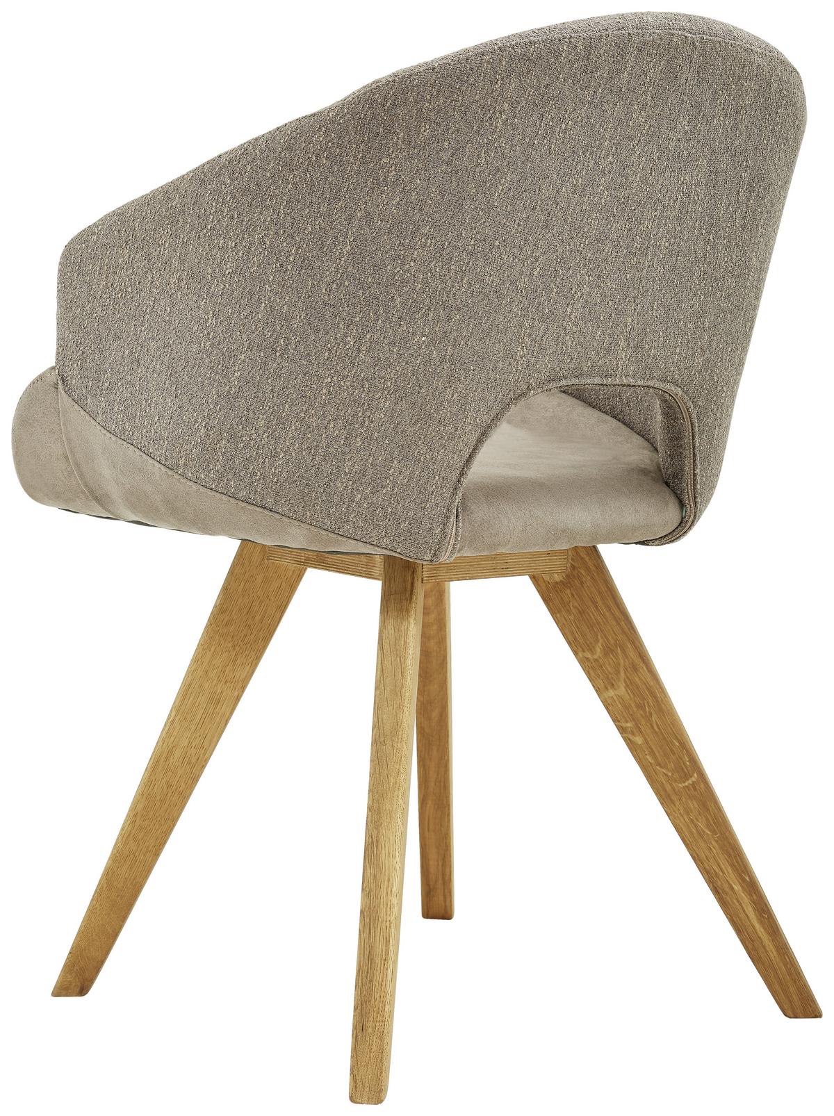 KRZESŁO Z PODŁOKIETNIKAMI RINCON - kolor dębowy/kremowy, Design, materiał drewnopochodny/tkanina (58/83/59cm) - Linea Natura