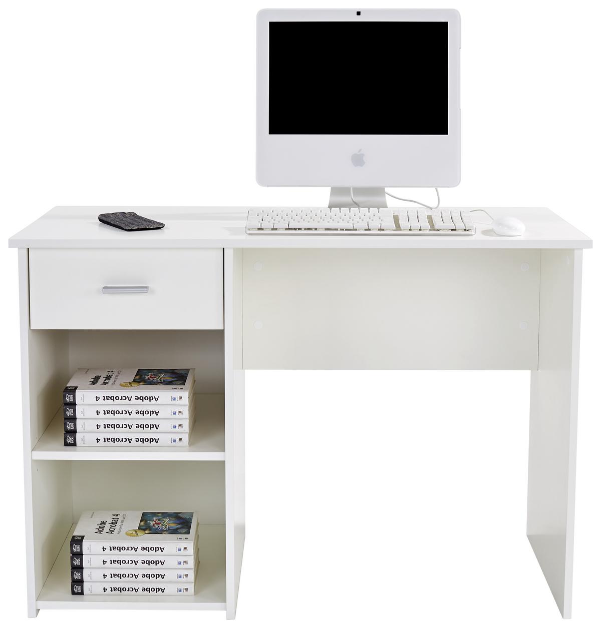 Íróasztal Fehér 1 Fiókkal Kubek 2 - fehér, Modern, faalapú anyag (110/75/50cm)