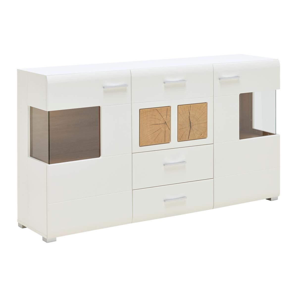 Sideboard Fun Plus Weiß/Eichefarben - Chromfarben/Eichefarben, MODERN, Holzwerkstoff/Metall (170/94/42cm) - Mömax