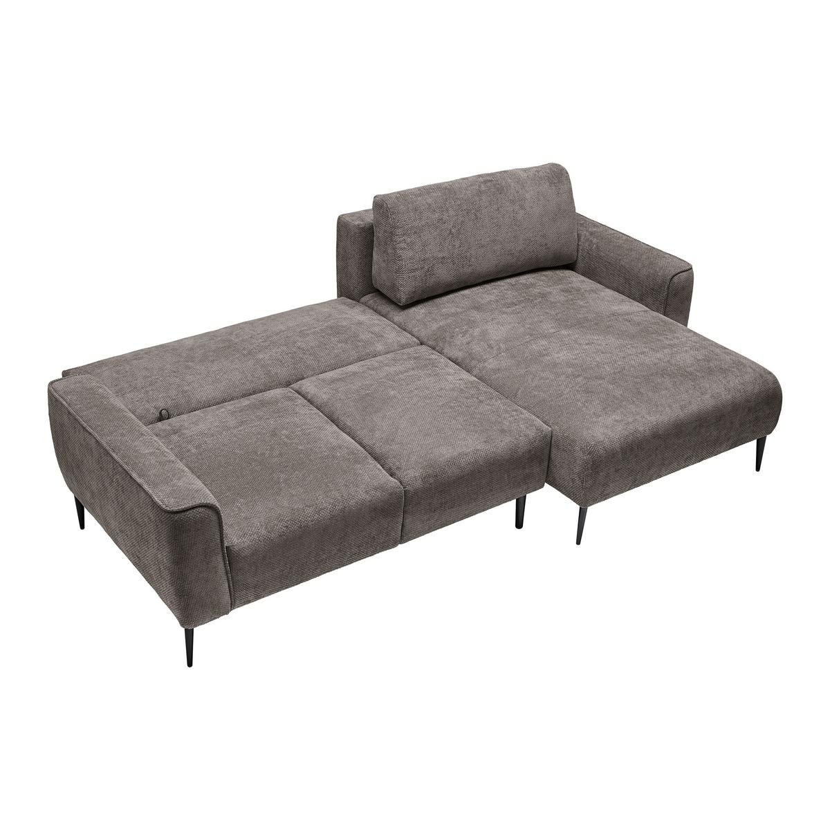 Ecksofa  Custom Dunkelgrau - Dunkelgrau/Schwarz, MODERN, Textil/Metall (255/85/164cm) - Mömax