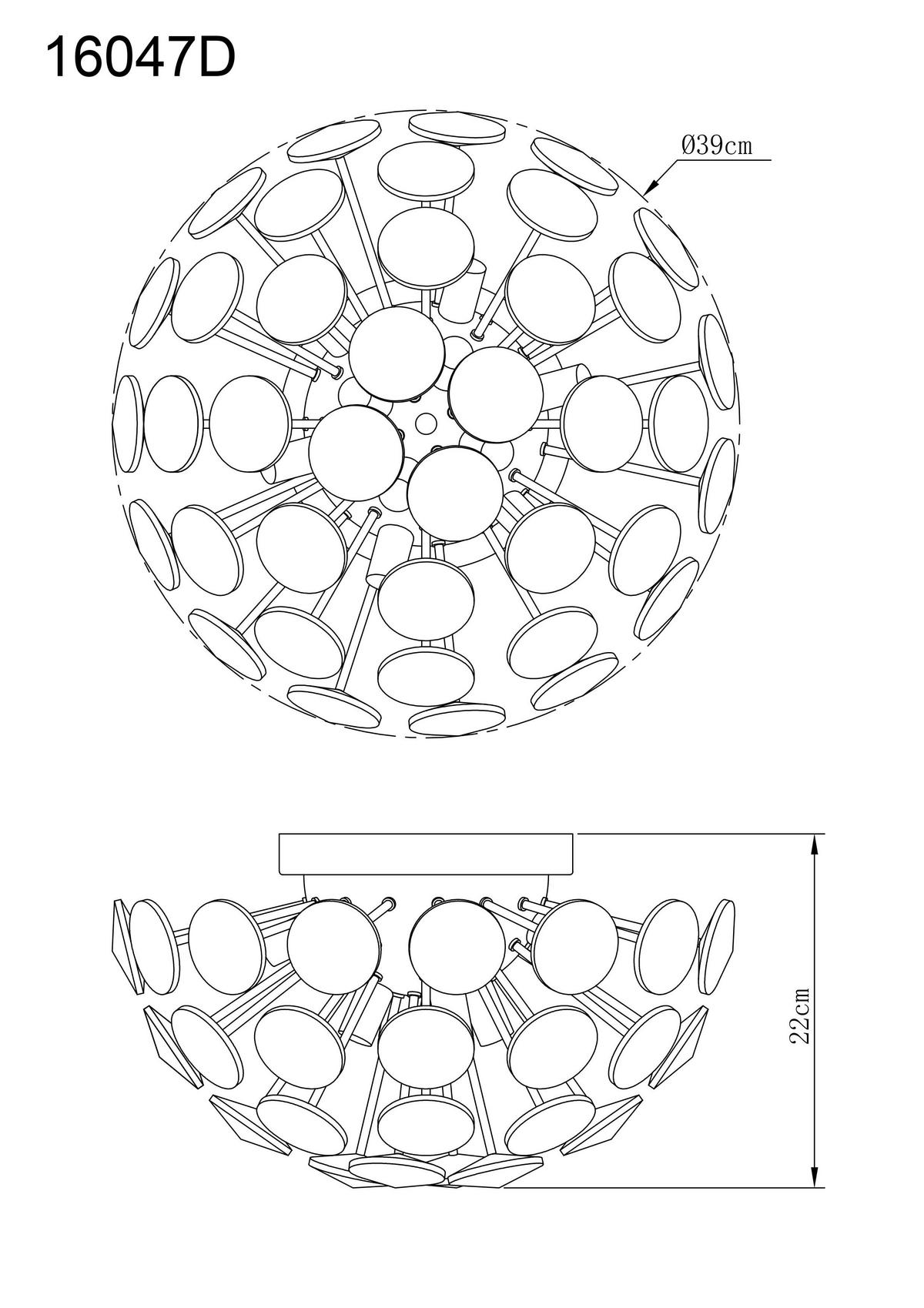 DECKENLEUCHTE 16047D VIRINA - Klar/Goldfarben, Konventionell, Glas/Metall (39/22cm) - Globo