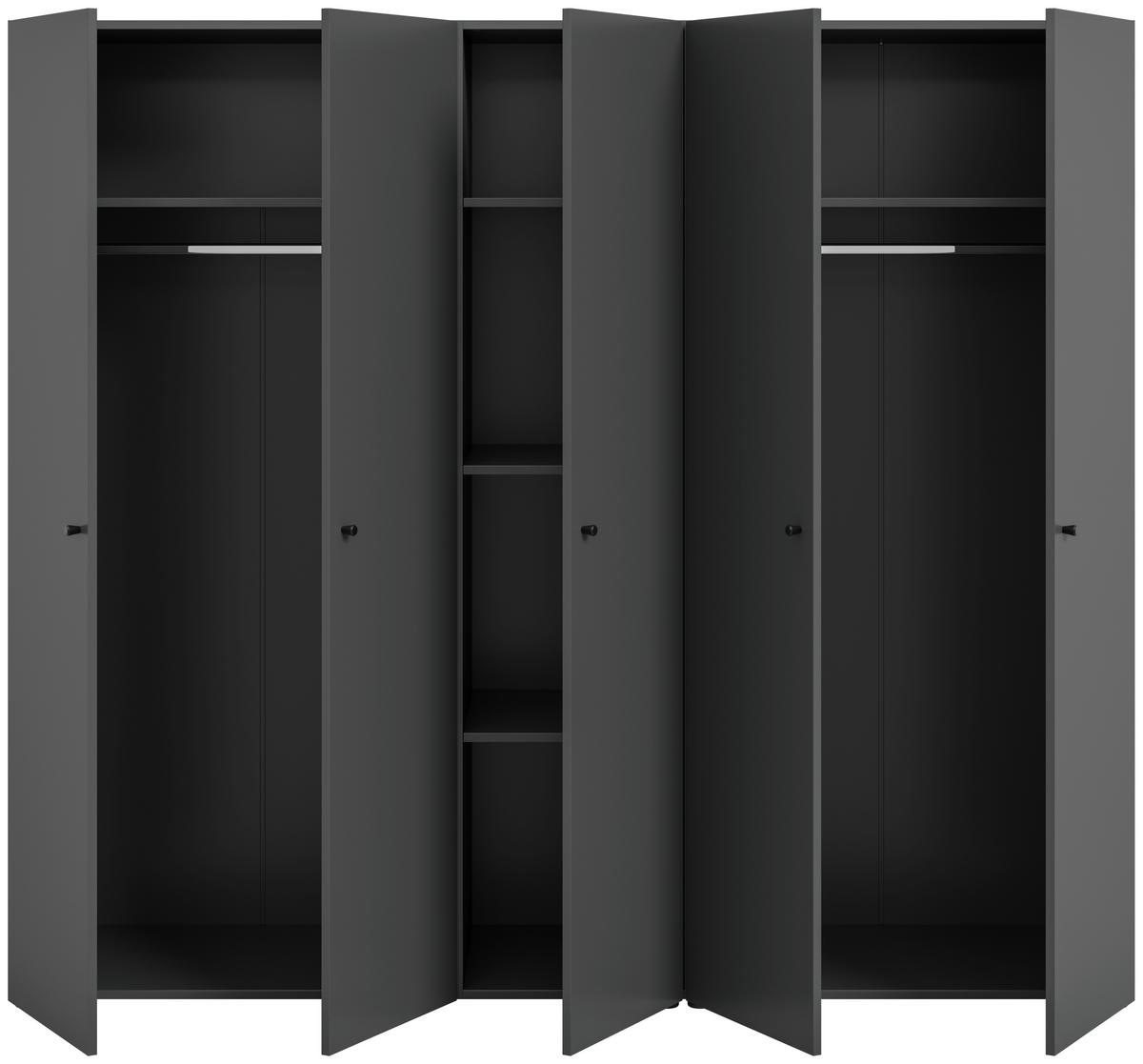 Drehtürenschrank DARWIN ca.200x176x51cm Anthrazit - Anthrazit/Schwarz, MODERN, Holzwerkstoff/Kunststoff (200/176/51cm) - MID.YOU