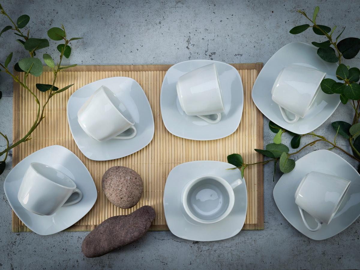 Kaffeeservice Square Weiß, 12-teilig - Weiß, Basics, Keramik (20/20/27,5cm) - Creatable