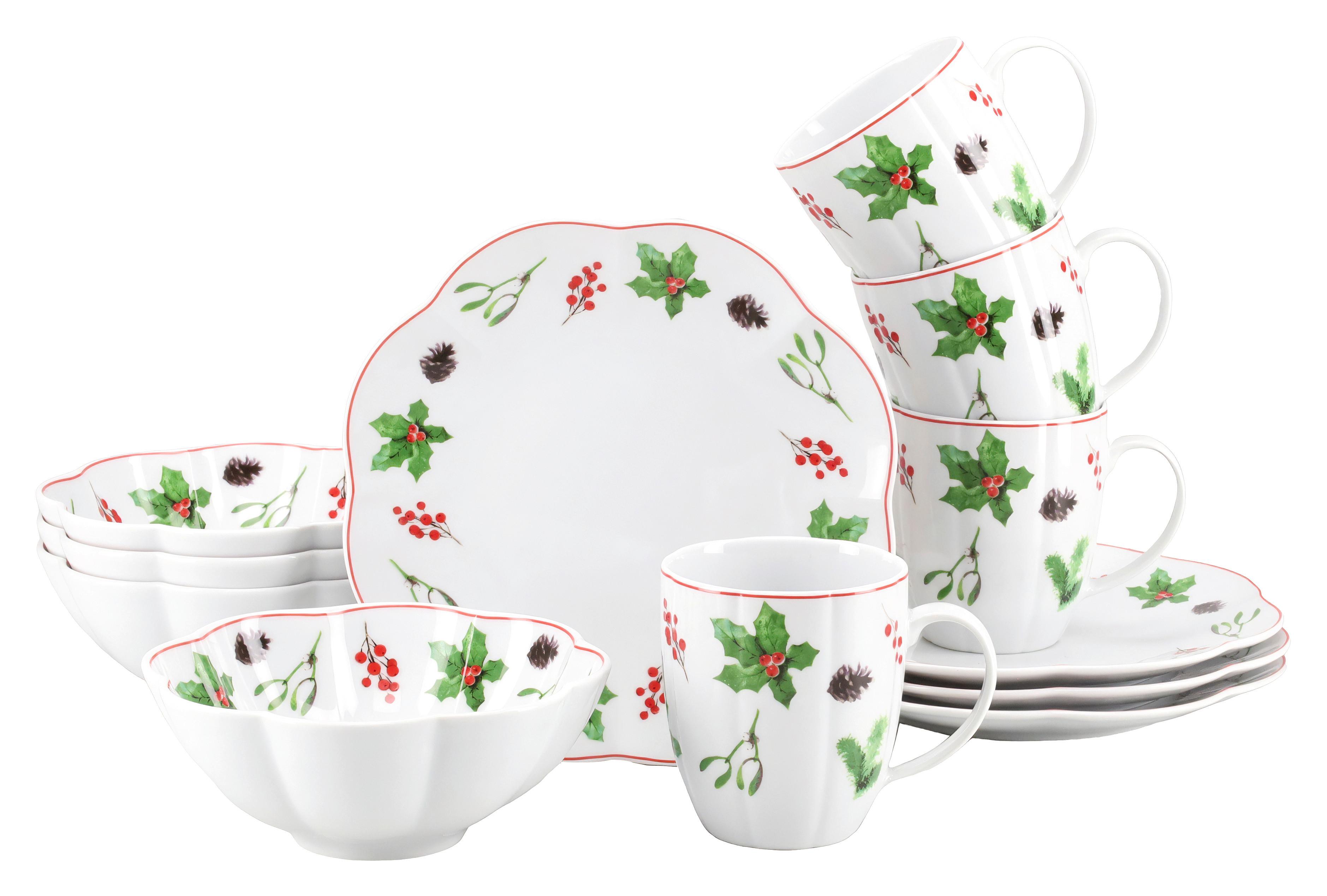 Kaffeeservice Naomi Weihnachten Multicolor, 12-tlg - Multicolor/Weiß, Basics, Keramik - Creatable