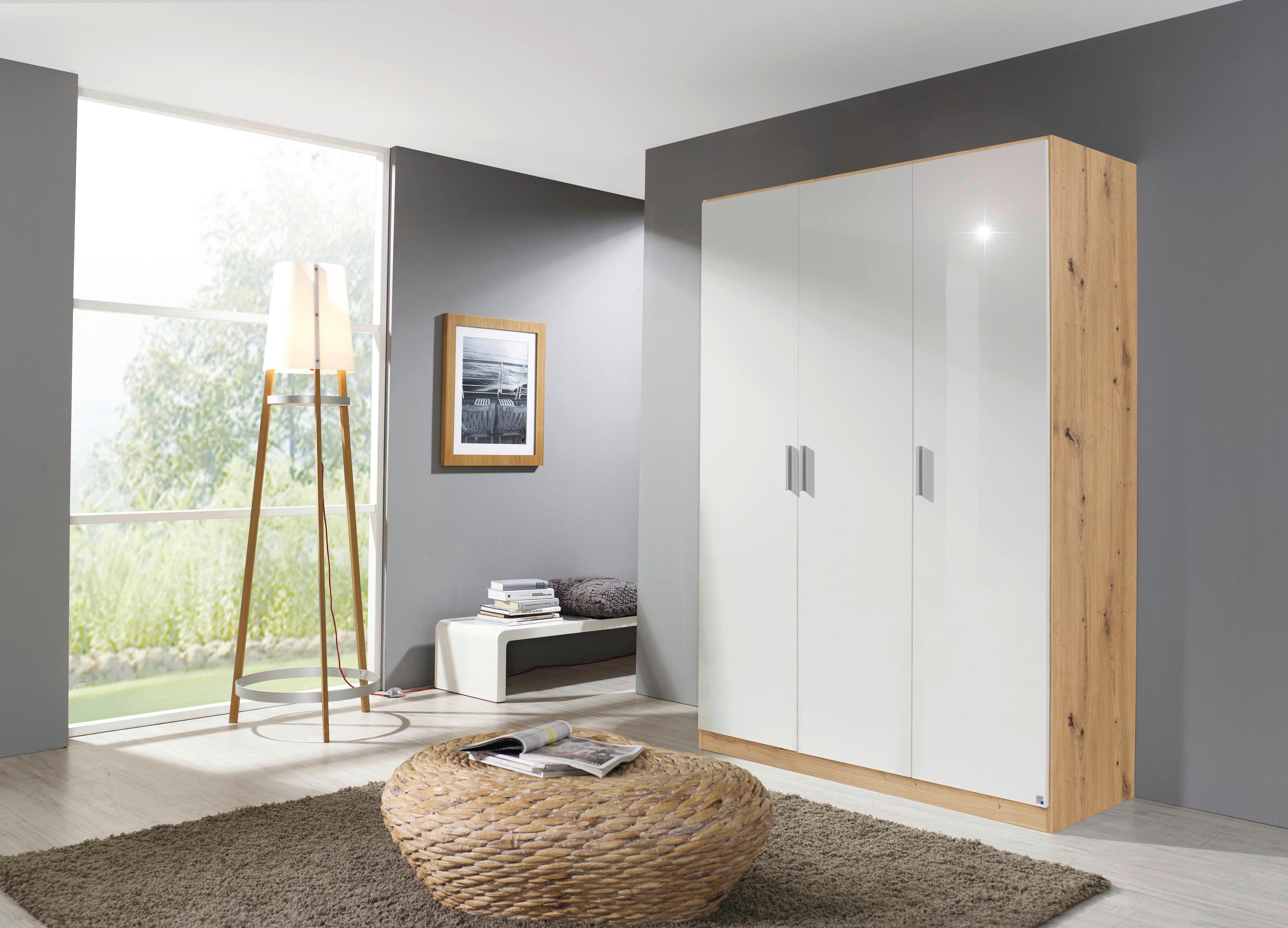 DULAP USI ROTATIVE BERLIN - stejar Artisan/alb lucios intens, Modern, material pe bază de lemn (136/197/54cm) - Modern Living