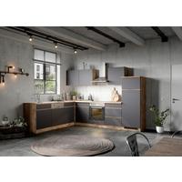 Eckküche Turin ohne Geräte ca. 240x300 cm Grau/Eiche - Eiche Wotan/Grau, Design, Holzwerkstoff (240/300cm) - Held