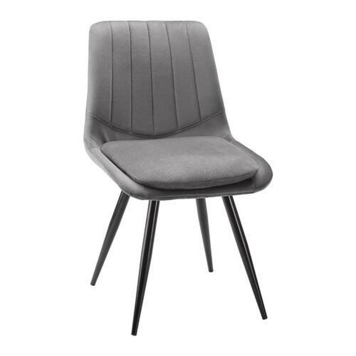 Stuhl Joy Dunkelgrau Samt Gepolstert - Dunkelgrau/Schwarz, MODERN, Holz/Textil (49/82/55cm) - Bessagi Home