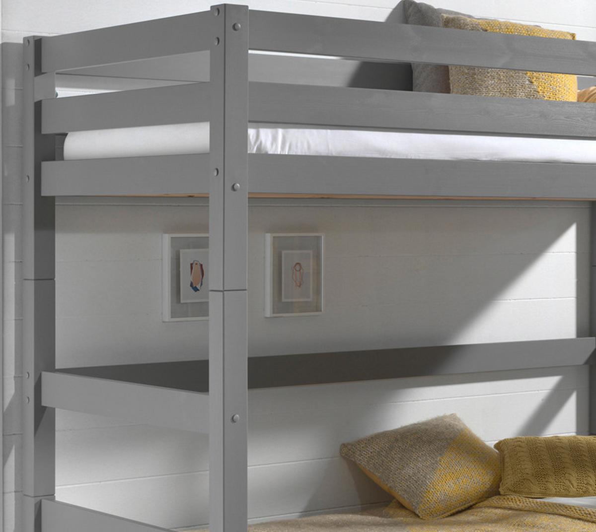 Etagenbett Pino Grau - Kieferfarben/Grau, MODERN, Holz (90/200cm) - Vipack