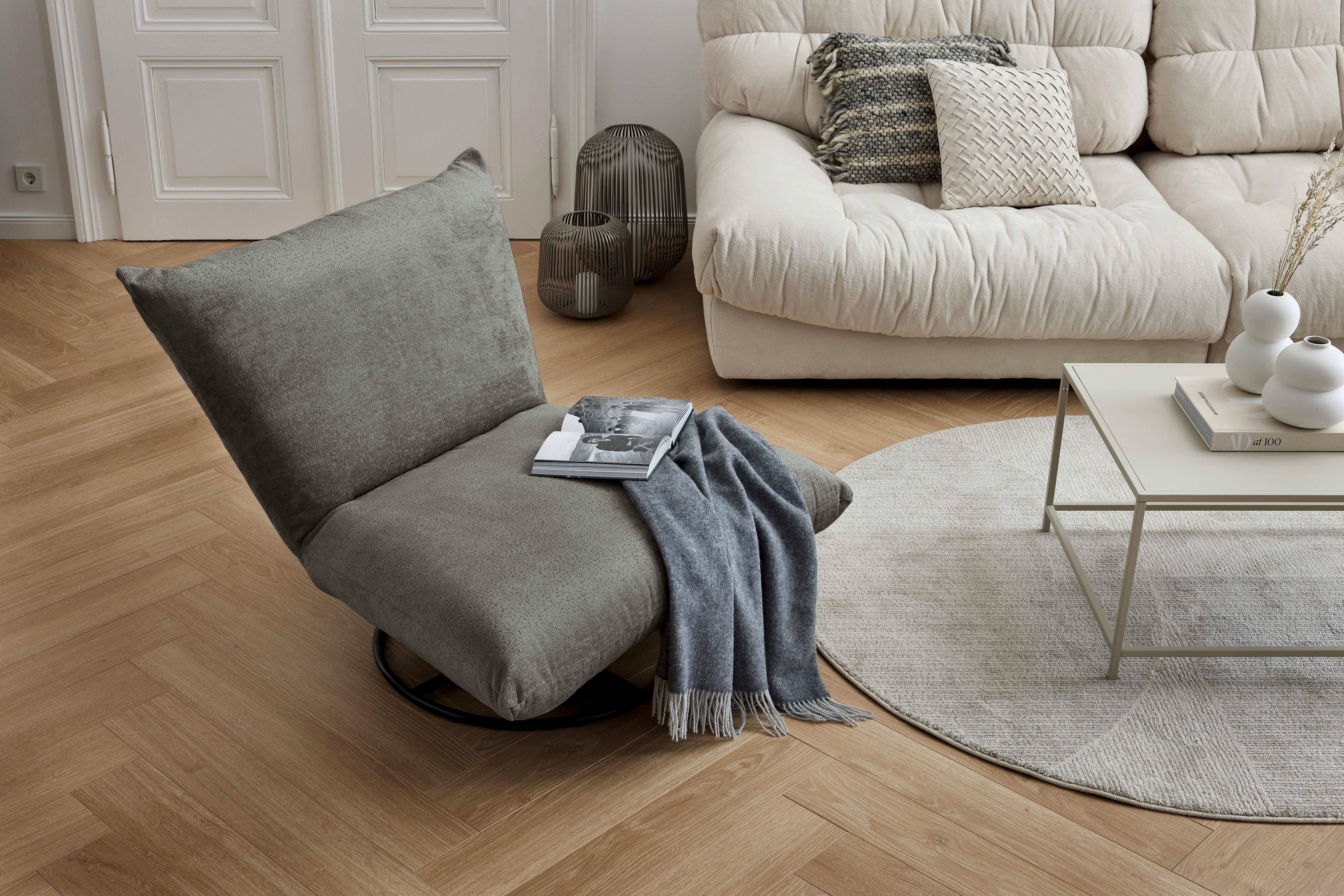 Relaxsessel Cremona Anthrazit - Anthrazit/Schwarz, Design, Textil/Metall (100/78/96cm) - Livetastic