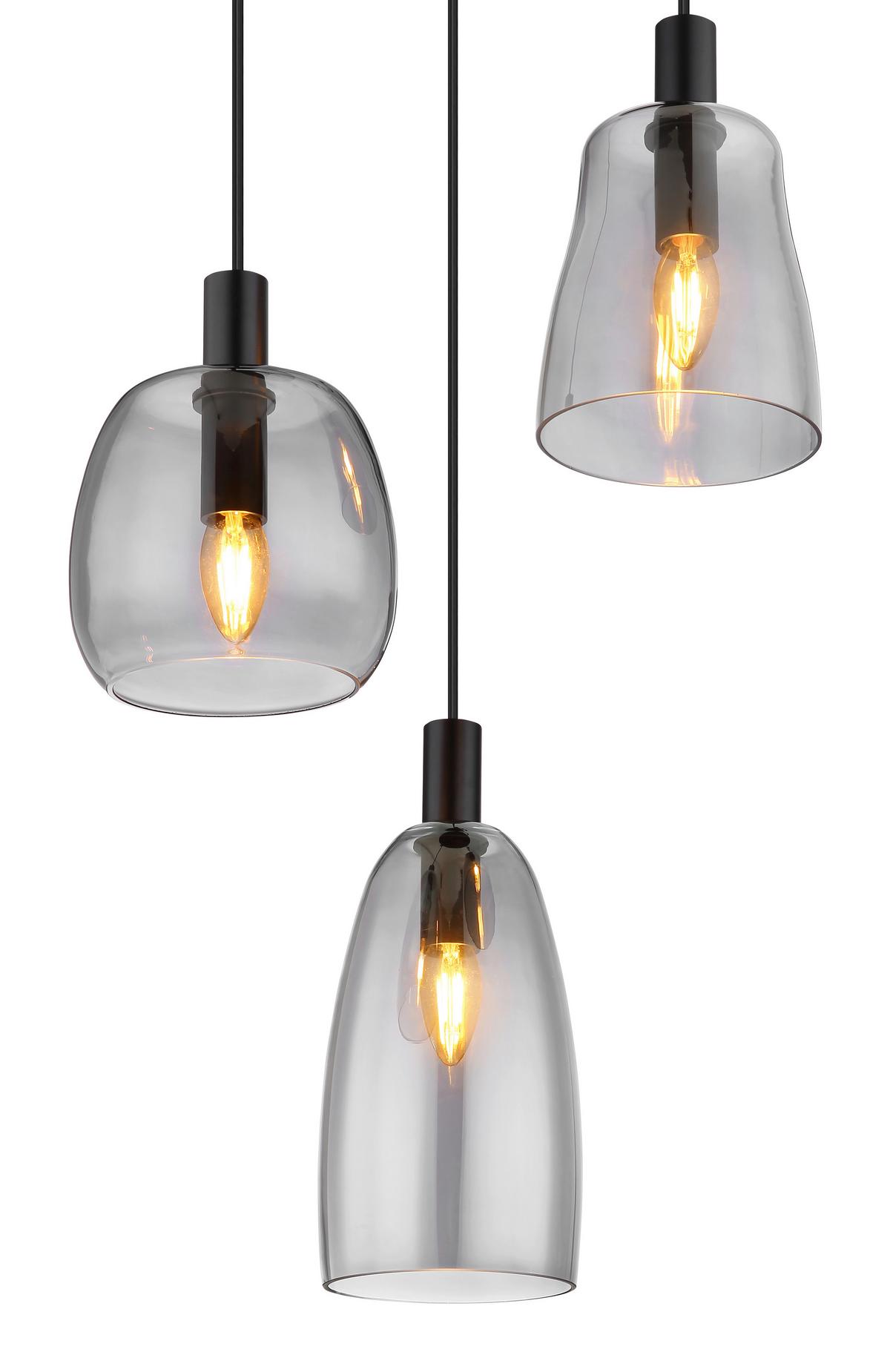 Hängeleuchte Garri max. 40 Watt - Schwarz, Design, Glas/Metall (43/150cm) - Globo
