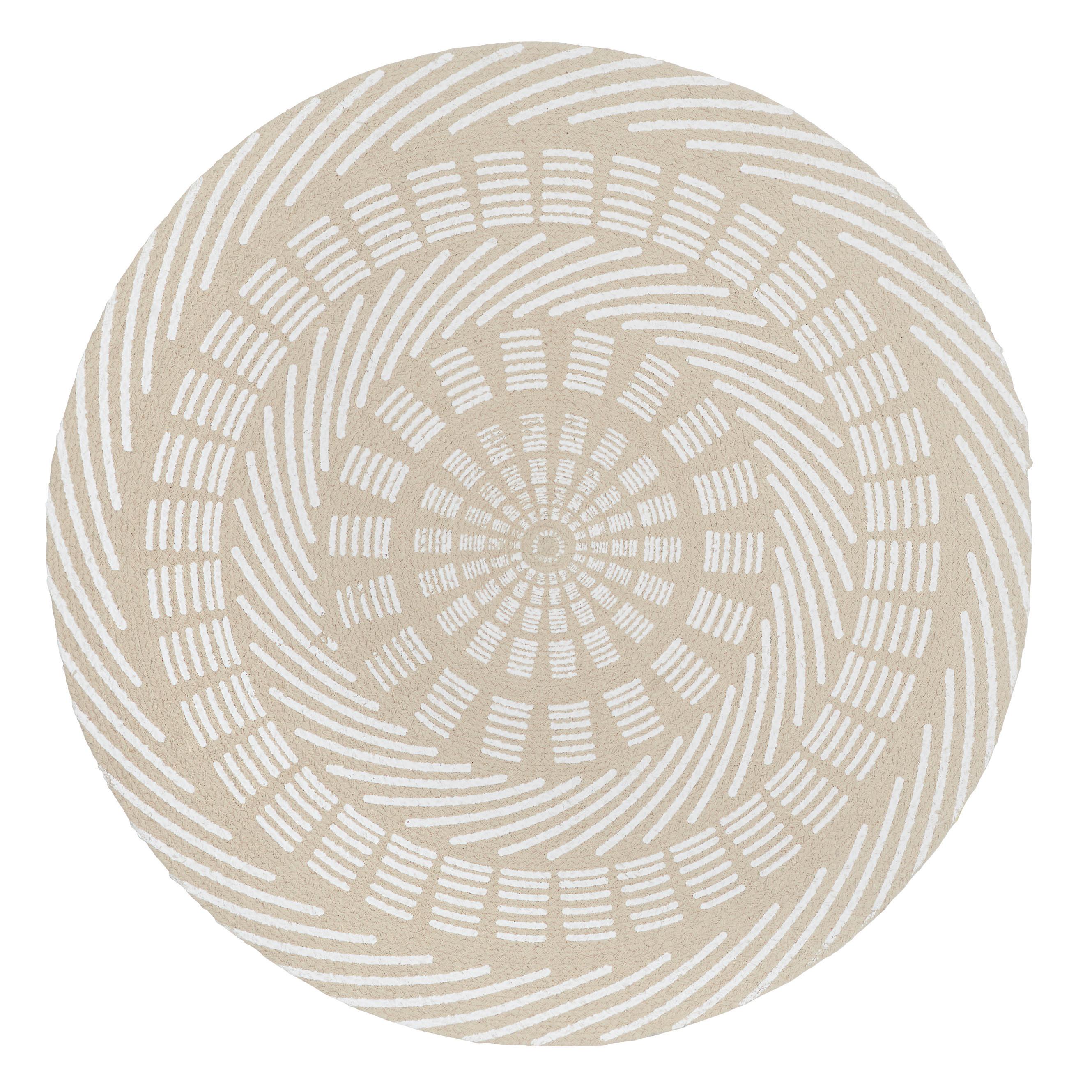 Flachwebteppich Miami in Natur/Hellbraun Ø ca. 100cm - Hellbraun/Naturfarben, MODERN, Textil (100cm) - Modern Living