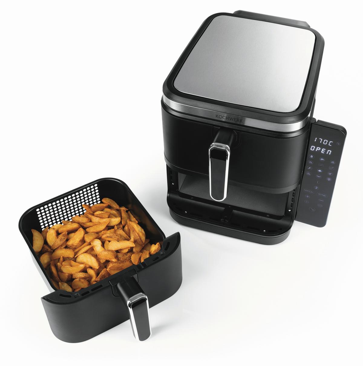 Heißluftfritteuse Kochwerk Schwarz max. 2800 Watt - Schwarz, MODERN, Kunststoff/Metall (38,7/30,3/31,9cm)