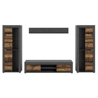 Ansamblu mobilier camera de zi JAM - culoare natur/gri, Design, sticlă/material pe bază de lemn (310/159/35cm) - Modern Living
