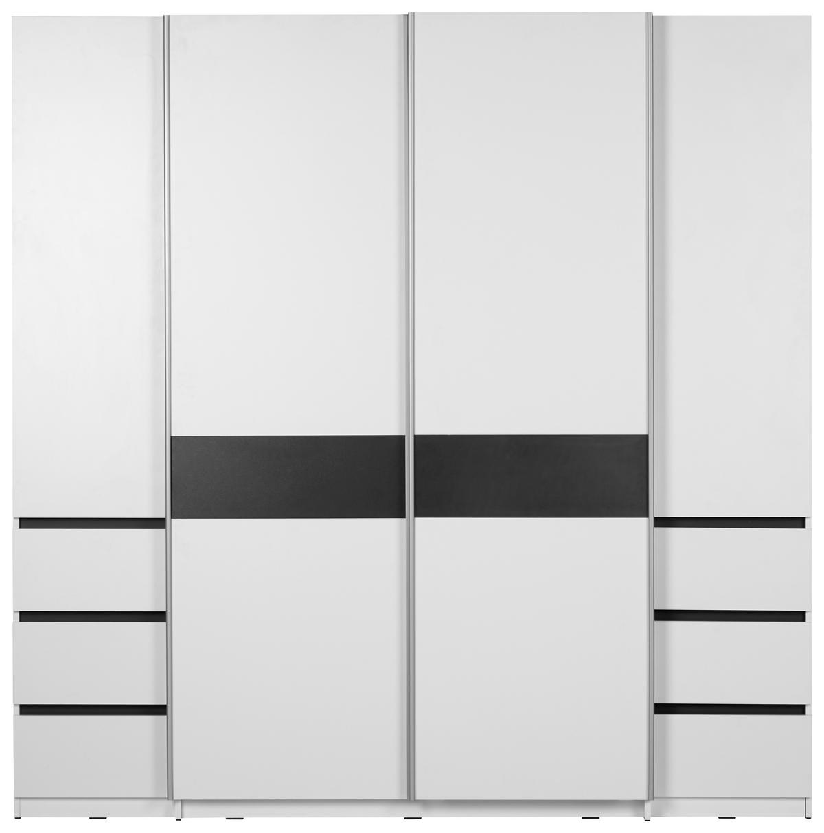 Kleiderschrank mit Wechselbauchbinde - Weiss/Anthrazit, Konventionell, Holzwerkstoff/Metall (215/215/62cm) - Mömax