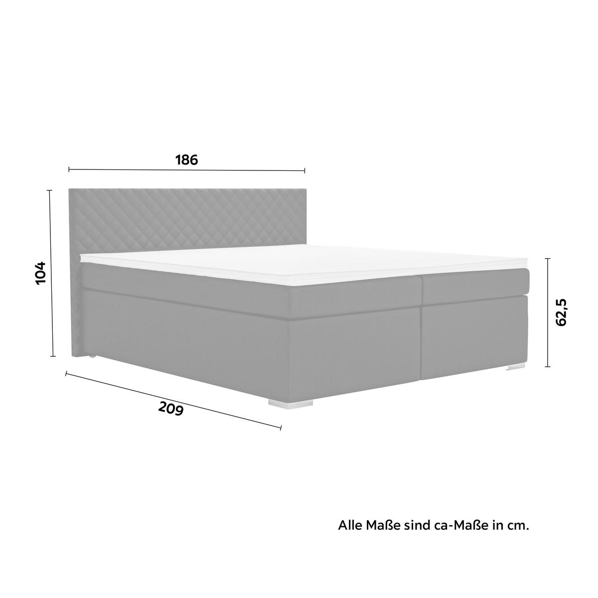 Boxspringbett Mali New in Schwarz ca. 180x200cm - Chromfarben/Schwarz, KONVENTIONELL, Textil (180/200cm) - Based