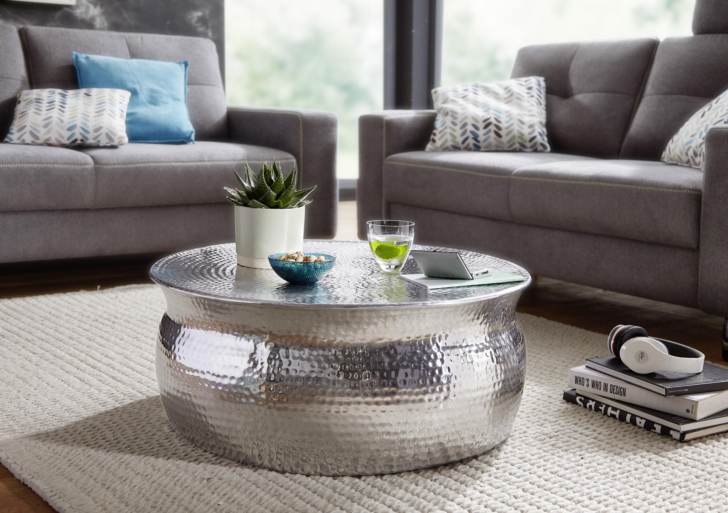 Couchtisch Karam Ø ca. 75 cm Alu - Silberfarben, LIFESTYLE, Metall (75/75/31cm) - MID.YOU