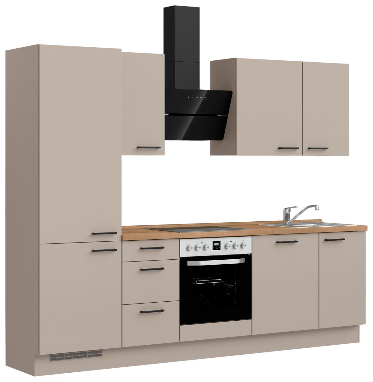 Küchenleerblock Easytouch High o. Geräte Sandfarben - Sandfarben/Eichefarben, MODERN, Holzwerkstoff/Metall (270cm) - Nobilia