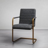 Stuhl Juna - Dunkelgrau/Goldfarben, MODERN, Textil/Metall (55/85/66cm) - Modern Living