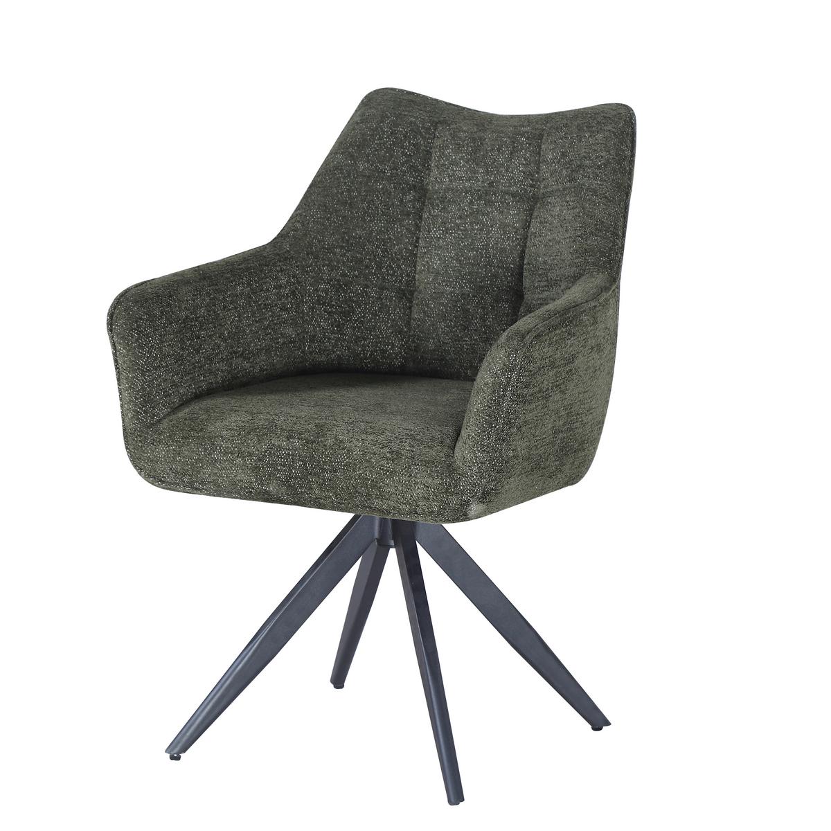 KRZESŁO Z PODŁOKIETNIKAMI YANNICK - zielony/czarny, Design, metal/tkanina (61/86/60cm) - Hom`in