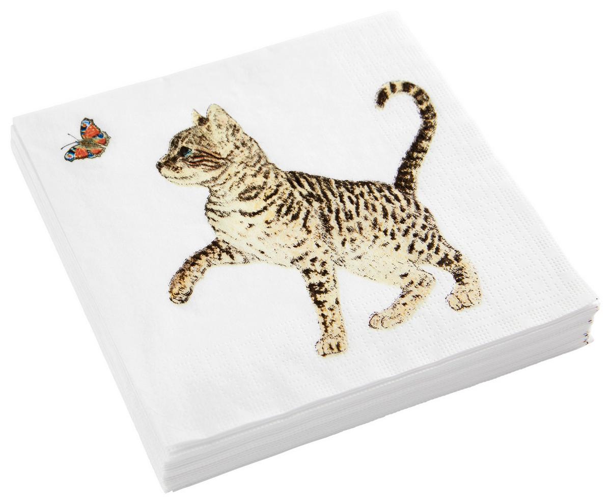 Serviette Kai in Weiß - Braun/Orange, Papier (33cm)