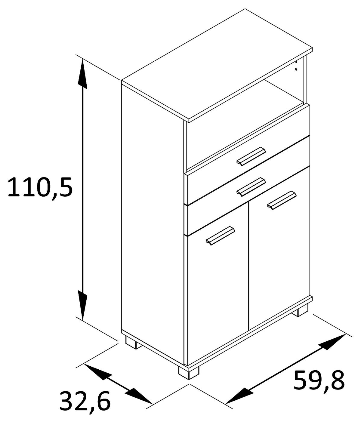 Srednje Visoka Omara Katta, Antracit, Barva Hrasta - črna/barve hrasta, Moderno, kovina/umetna masa (59,8/110,5/32,6cm) - Stylife