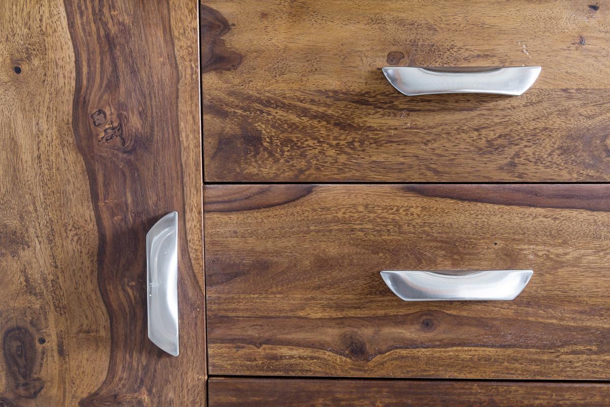 Komoda Mumbai, Pravi Les - srebrne barve/črna, Design, kovina/tekstil (160/80/44cm) - MID.YOU