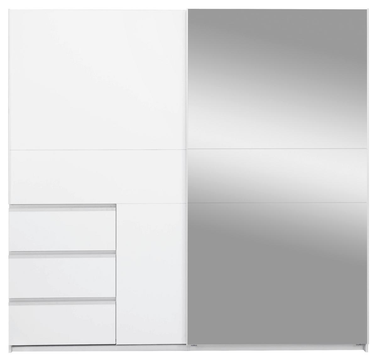 Omara Z Drsnimi Vrati Wilma, Bela - bela, Moderno, kovina/leseni material (215/210/61,5cm) - P & B