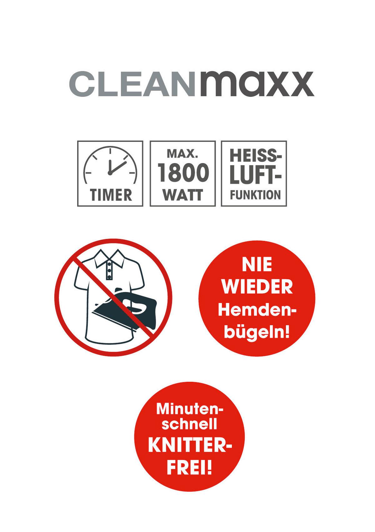 Dampfbügeleisen Cleanmaxx Bügler 1800 Watt - (42.3/18.1/105cm)