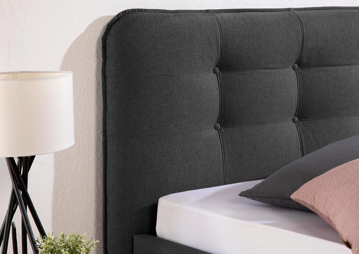 Polsterbett Alian Anthrazit ca. 180x200 cm - Anthrazit/Schwarz, MODERN, Holz/Textil (180/200cm) - Livetastic