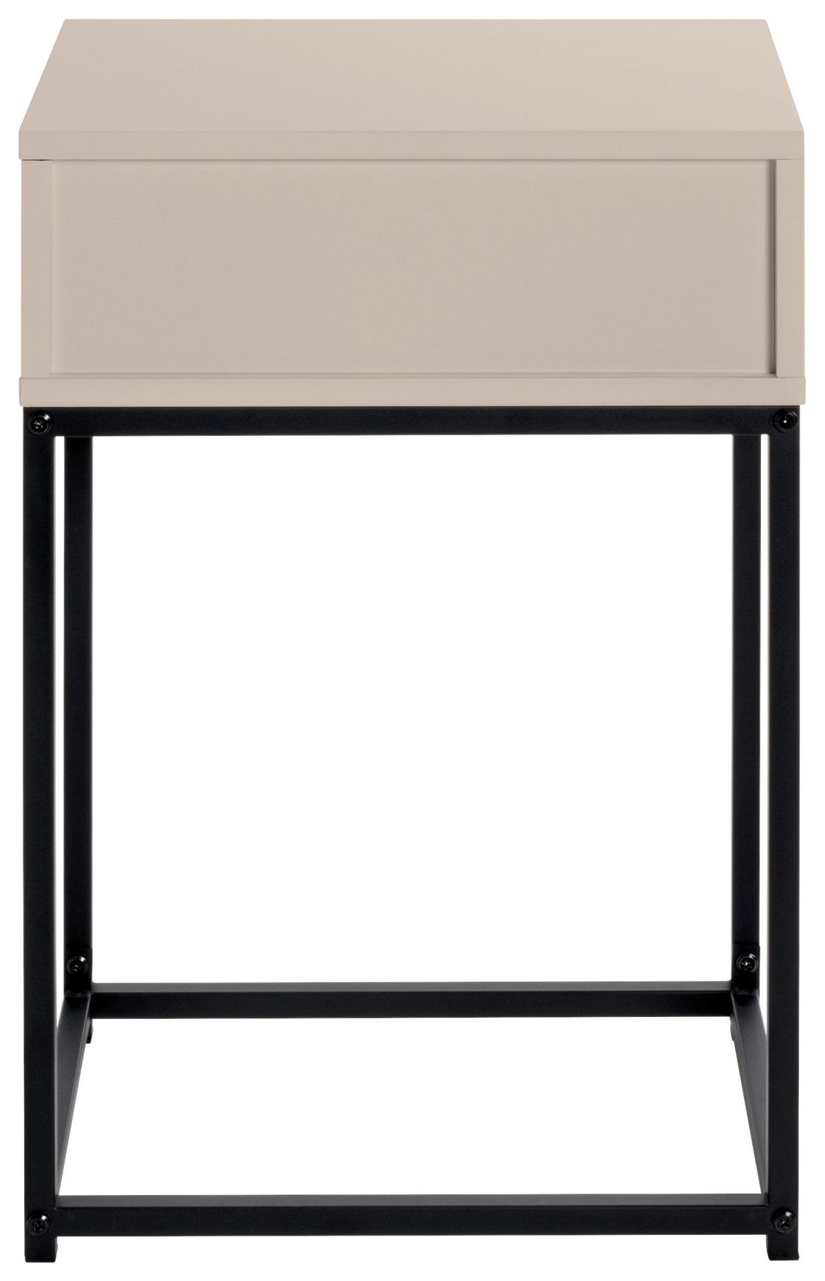 Nachtkästchen Ilva Kaschmir/Schwarz - Kaschmir/Schwarz, KONVENTIONELL, Holzwerkstoff/Metall (40/60/28cm) - Mömax